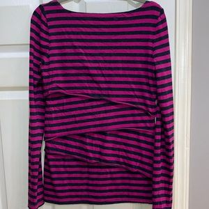 Calvin Klein Performance quick dry hot pink/black striped long sleep top Size L